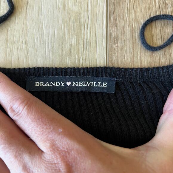 BRANDY MELVILLE Women's Ribbed Bodycon Dress In Black - Picture 6 of 8